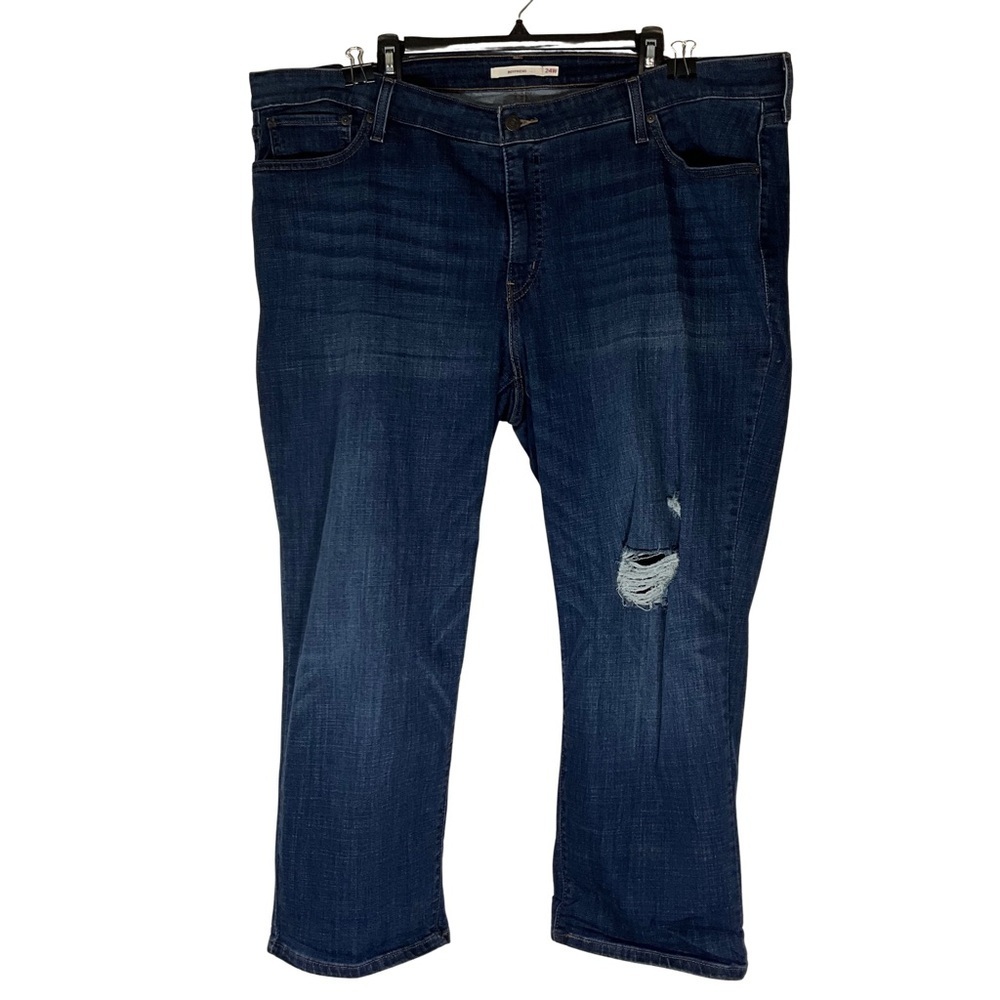 Levi's Jeans Size 24W Boyfriend Dark Blue Denim Distressed